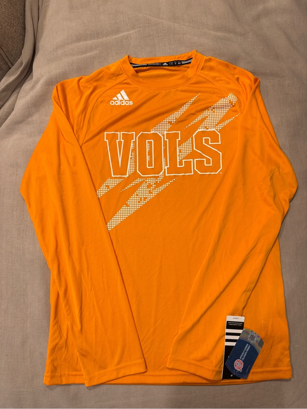 NWT Adidas Tennessee Volunteers Climalite Long Sleeve Shirt Orange Mens Small